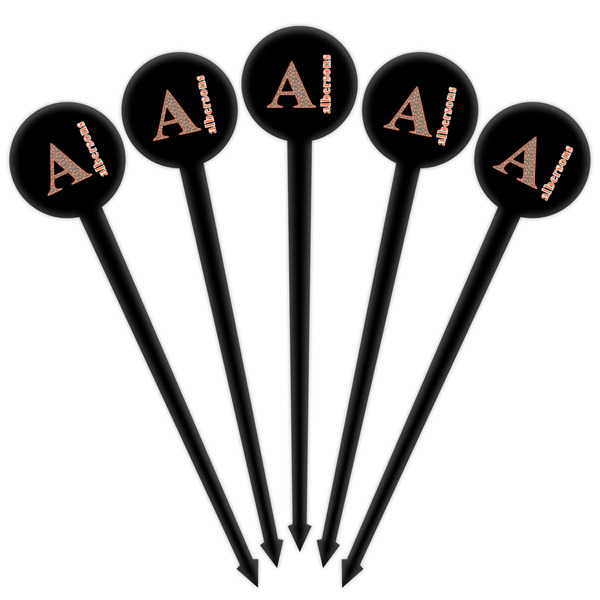 Fox Trail Floral Black Plastic 4" Food Pick - Round - Fan View