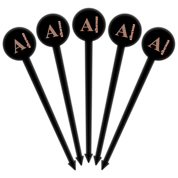 Fox Trail Floral Black Plastic 6" Food Pick - Round - Fan View