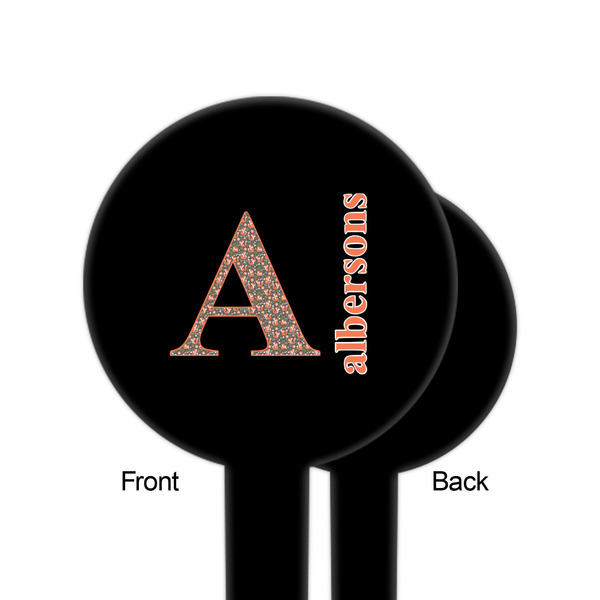 Fox Trail Floral Black Plastic 6" Food Pick - Round - Single Sided - Front & Back