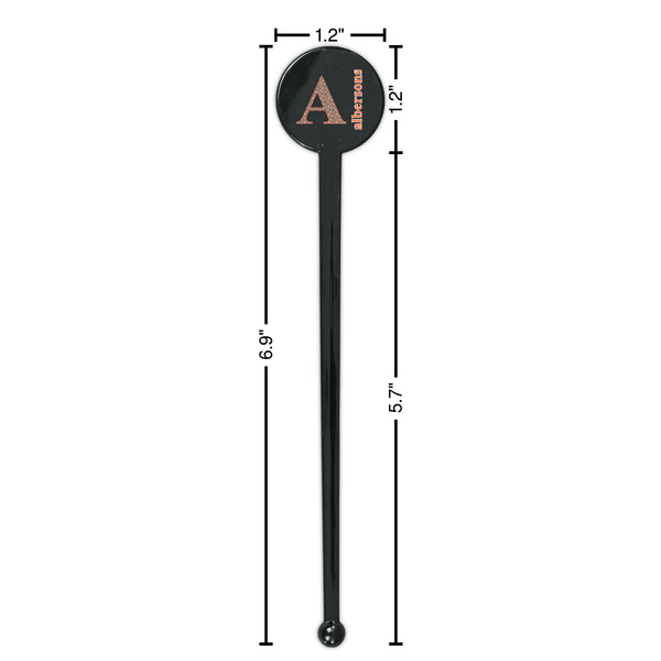 Fox Trail Floral Black Plastic 7" Stir Stick - Round - Dimensions