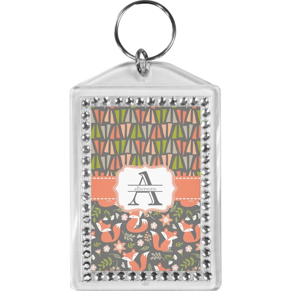 Custom Fox Trail Floral Bling Keychain (Personalized)