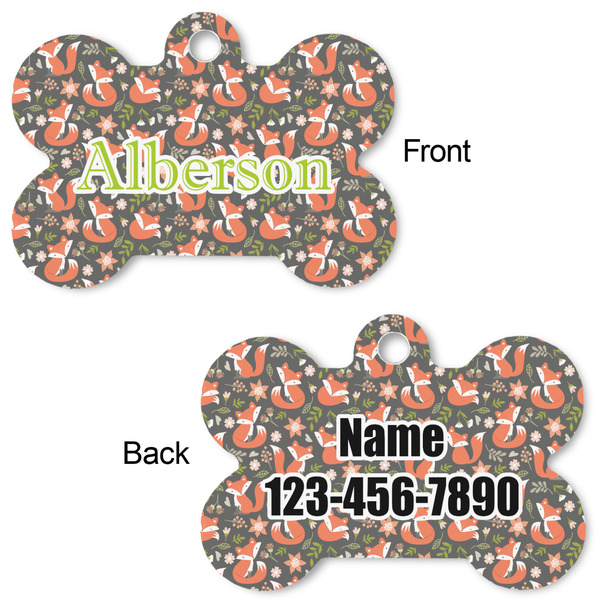 Fox Trail Floral Bone Shaped Dog ID Tag - Large - Approval