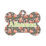 Fox Trail Floral Bone Shaped Dog ID Tag - Small (Personalized)
