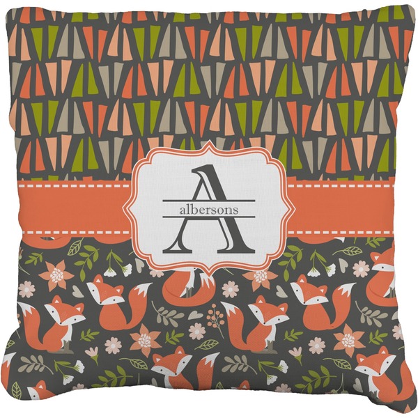 Custom Fox Trail Floral Faux-Linen Throw Pillow 18" (Personalized)