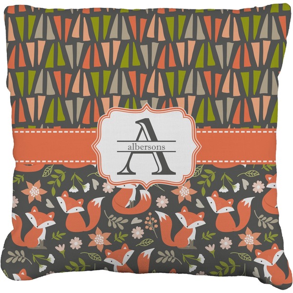 Custom Fox Trail Floral Faux-Linen Throw Pillow 20" (Personalized)