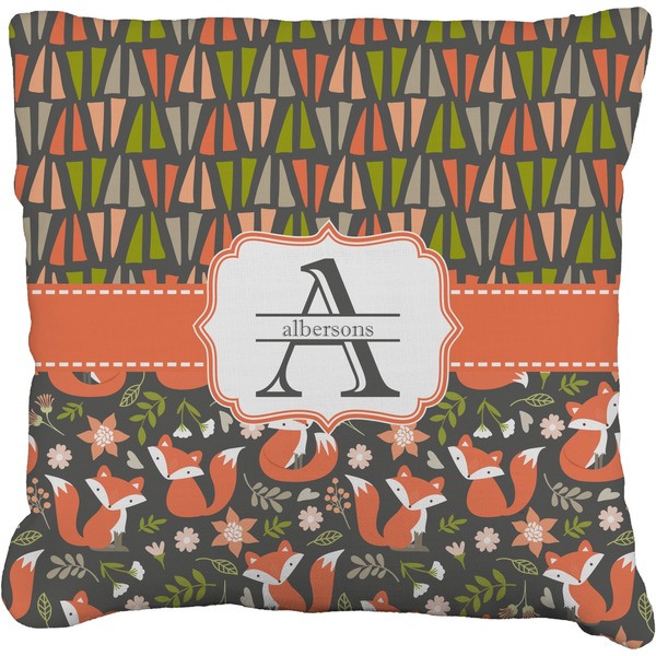 Custom Fox Trail Floral Faux-Linen Throw Pillow (Personalized)