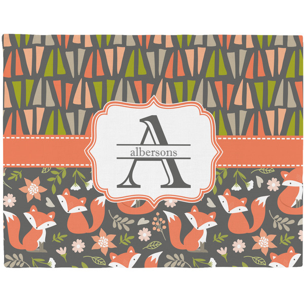 Custom Fox Trail Floral Woven Fabric Placemat - Twill w/ Name and Initial