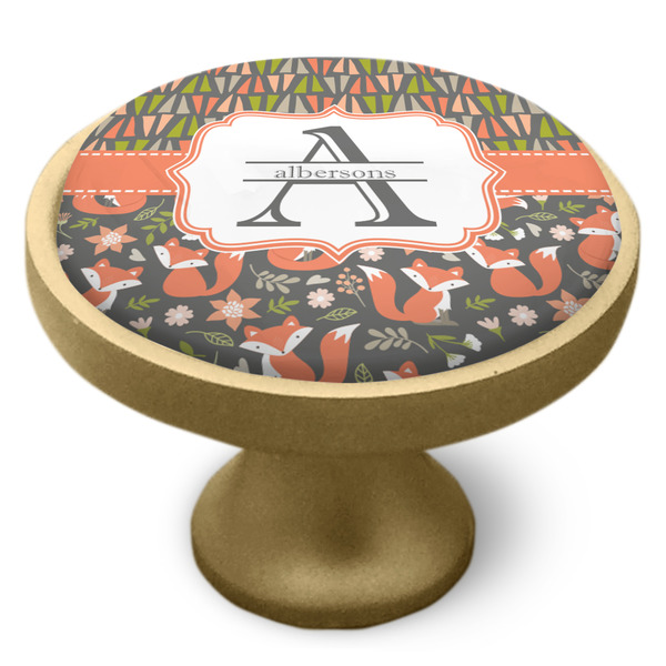 Fox Trail Floral Cabinet Knob - Gold - Side