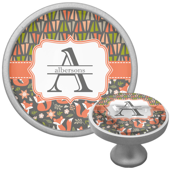 Custom Fox Trail Floral Cabinet Knob (Silver) (Personalized)