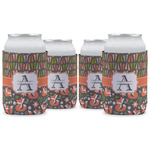 Fox Trail Floral Can Cooler (12 oz) - Set of 4 w/ Name and Initial