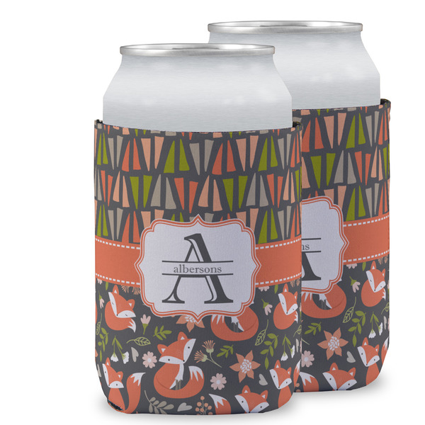 Custom Fox Trail Floral Can Cooler (12 oz) w/ Name and Initial