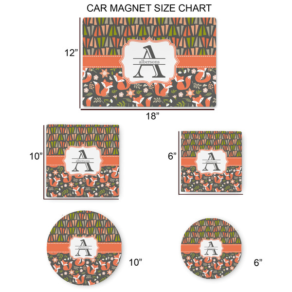 Fox Trail Floral Car Magnets - SIZE CHART