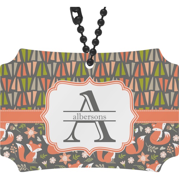 Custom Fox Trail Floral Rear View Mirror Ornament (Personalized)