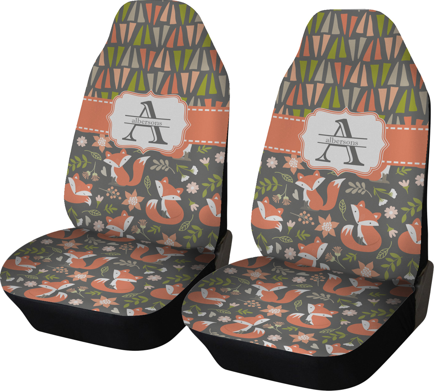 Fox Trail Floral Car Seat Covers (Set of Two) (Personalized