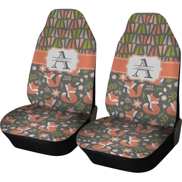 Custom Fox Trail Floral Car Seat Covers (Set of Two) (Personalized)