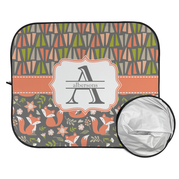 Fox Trail Floral Car Sun Shades - FOLDED & UNFOLDED