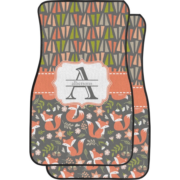 Custom Fox Trail Floral Car Floor Mats (Front Seat) (Personalized)