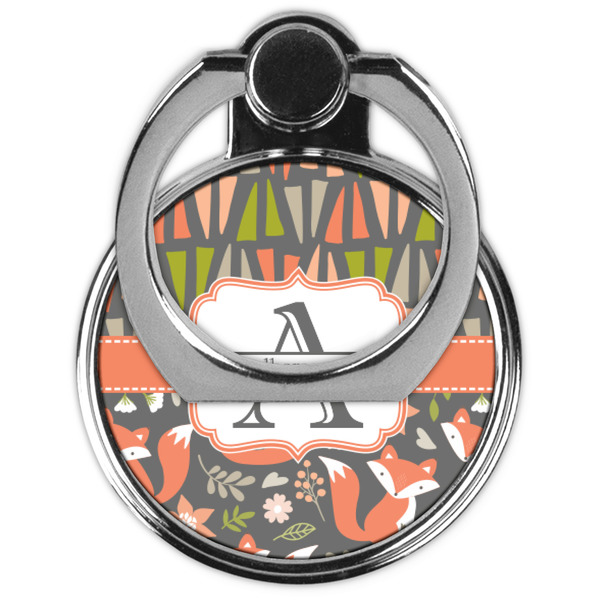 Fox Trail Floral Cell Phone Ring Stand & Holder - Front (Collapsed)