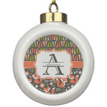 Fox Trail Floral Ceramic Ball Ornament (Personalized)