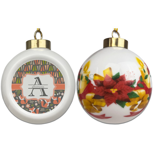 Fox Trail Floral Ceramic Christmas Ornament - Poinsettias (APPROVAL)