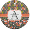 Fox Trail Floral Round Ceramic Ornament w/ Name and Initial