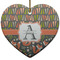 Fox Trail Floral Ceramic Flat Ornament - Heart (Front)