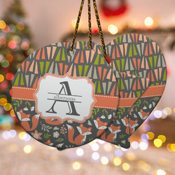 Fox Trail Floral Ceramic Ornament w/ Name and Initial