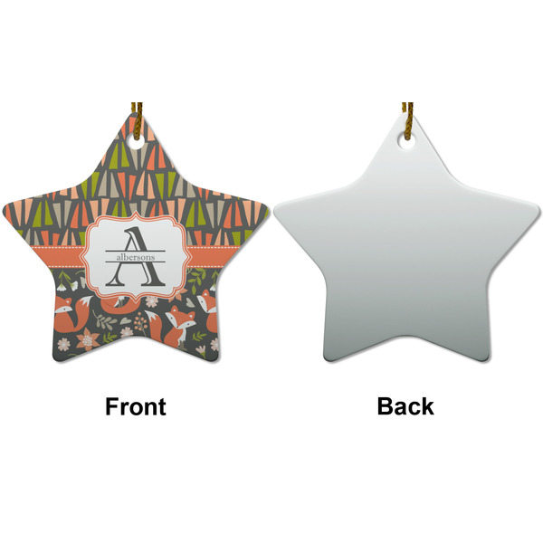 Fox Trail Floral Ceramic Flat Ornament - Star Front & Back (APPROVAL)
