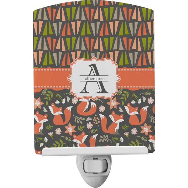 Custom Fox Trail Floral Ceramic Night Light (Personalized)