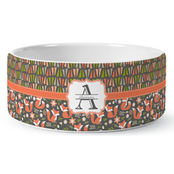 Fox Trail Floral Ceramic Dog Bowl - Medium (Personalized)