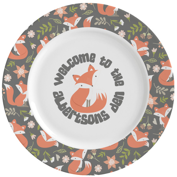 Custom Fox Trail Floral Ceramic Dinner Plates (Set of 4) (Personalized)