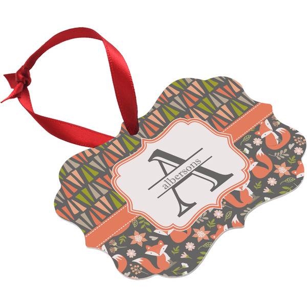 Fox Trail Floral Christmas Ornament