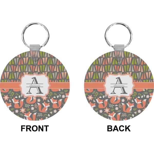 Fox Trail Floral Circle Keychain (Front + Back)