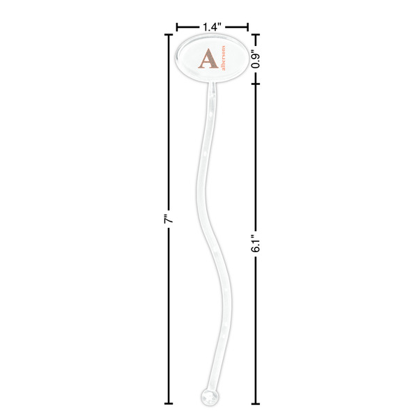 Fox Trail Floral Clear Plastic 7" Stir Stick - Oval - Dimensions