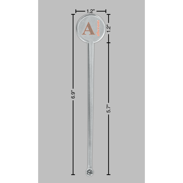 Fox Trail Floral Clear Plastic 7" Stir Stick - Round - Dimensions