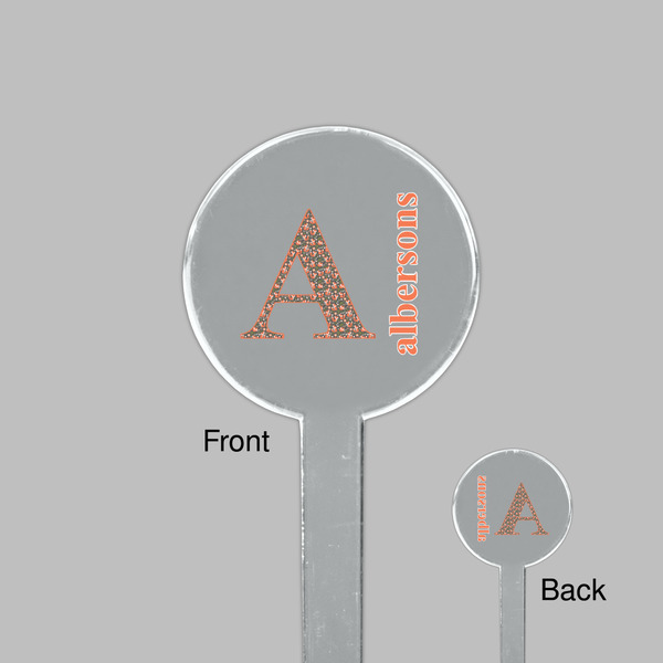 Fox Trail Floral Clear Plastic 7" Stir Stick - Round - Front & Back