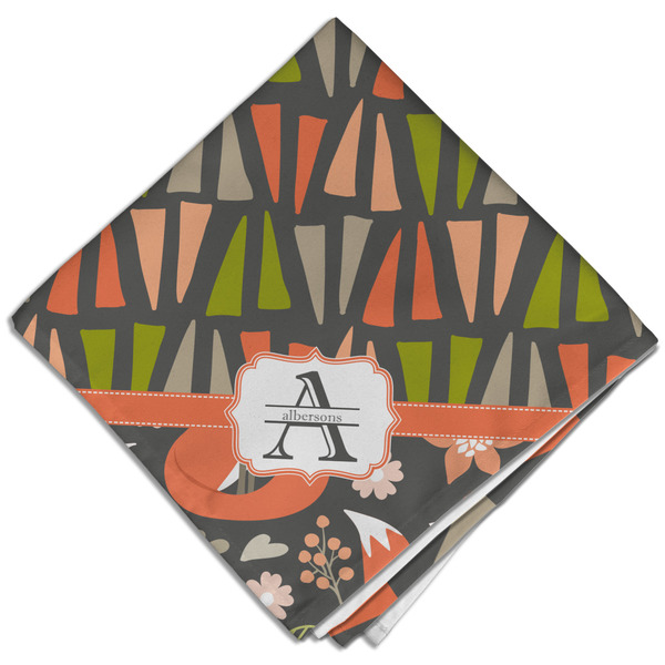 Custom Fox Trail Floral Cloth Dinner Napkin - Single w/ Name and Initial