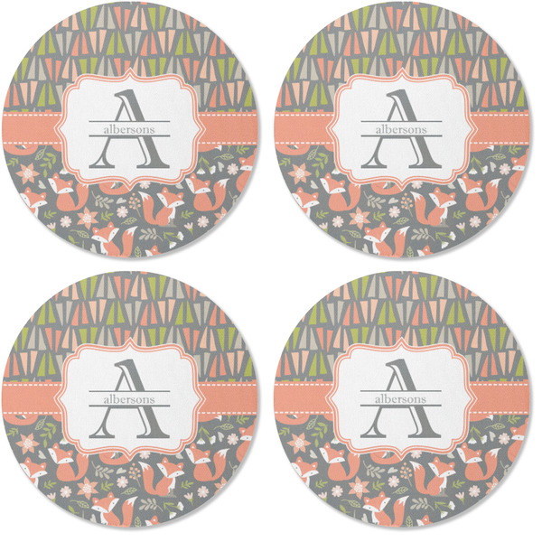 Fox Trail Floral Coaster Round Rubber Back - Apvl