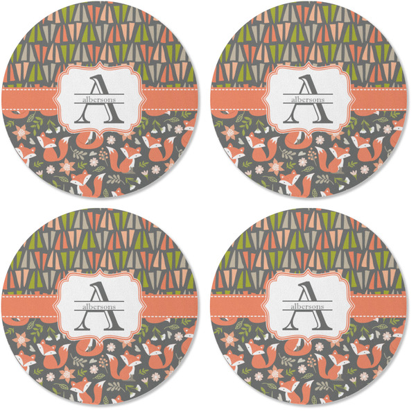 Fox Trail Floral Coaster Round Rubber Back - Apvl