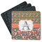 Fox Trail Floral Square Rubber Backed Coasters - Set of 4 (Personalized)