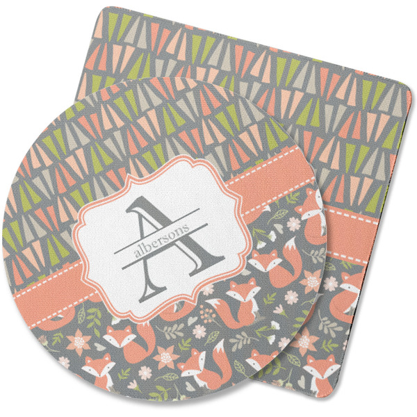 Custom Fox Trail Floral Rubber Backed Coaster (Personalized)