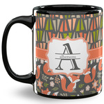 Fox Trail Floral 11 Oz Coffee Mug - Black (Personalized)