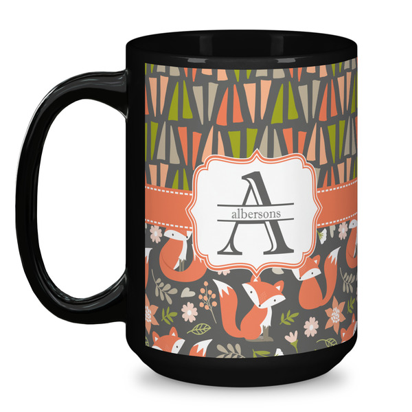 Fox Trail Floral Coffee Mug - 15 oz - Black