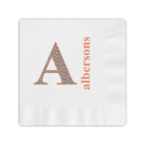 Custom Fox Trail Floral Coined Cocktail Napkins (Personalized)