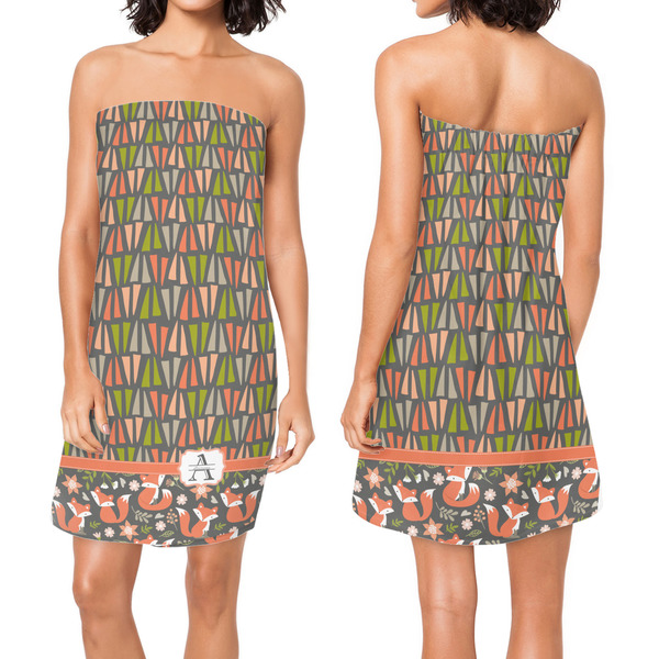 Fox Trail Floral Custom Bath Wrap - Front & Back View