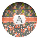 Fox Trail Floral Microwave Safe Plastic Plate - Composite Polymer (Personalized)