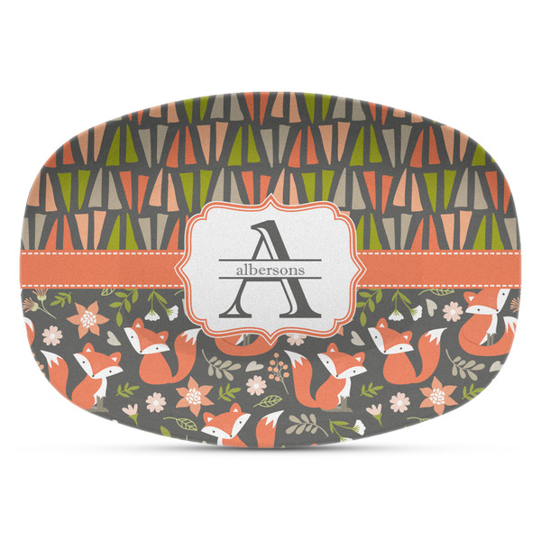 Custom Fox Trail Floral Plastic Platter - Microwave & Oven Safe Composite Polymer (Personalized)