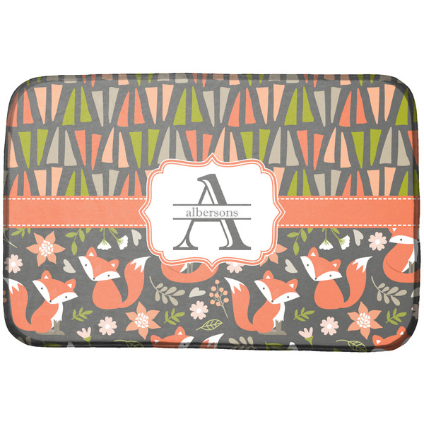 Custom Fox Trail Floral Dish Drying Mat (Personalized)