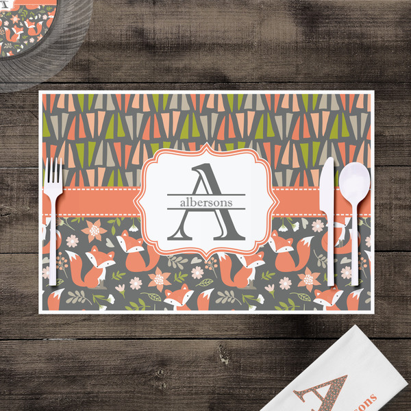 Fox Trail Floral Disposable Paper Placemat - In Context