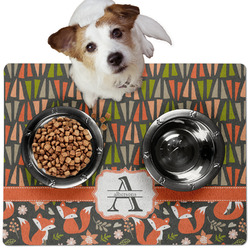 Fox Trail Floral Dog Food Mat - Medium w/ Name and Initial